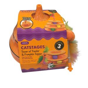 Catstages Tower of Tracks & Pumpkin Topper Cat Enrichment Toy Orange